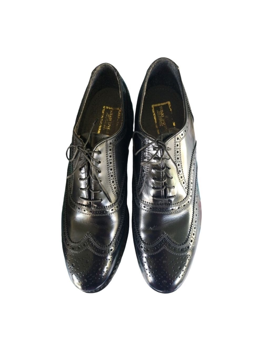 Stuart McGuire Classic Wing Tip Shoe Black Leather Oxford Size 10D